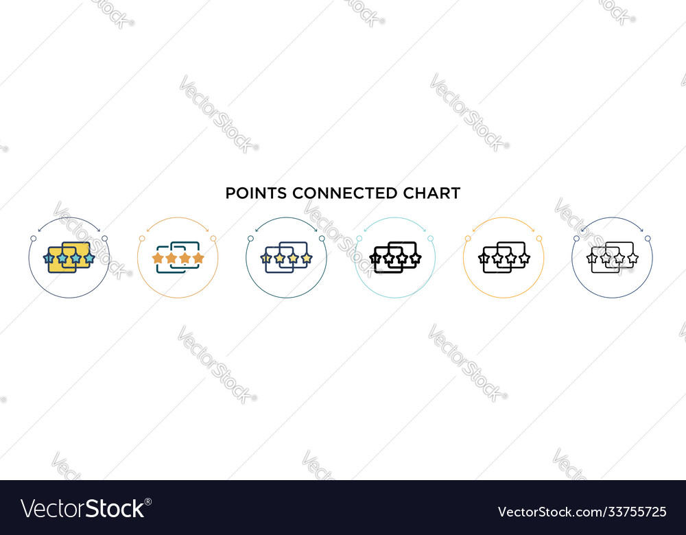 Points connected chart icon in filled thin line