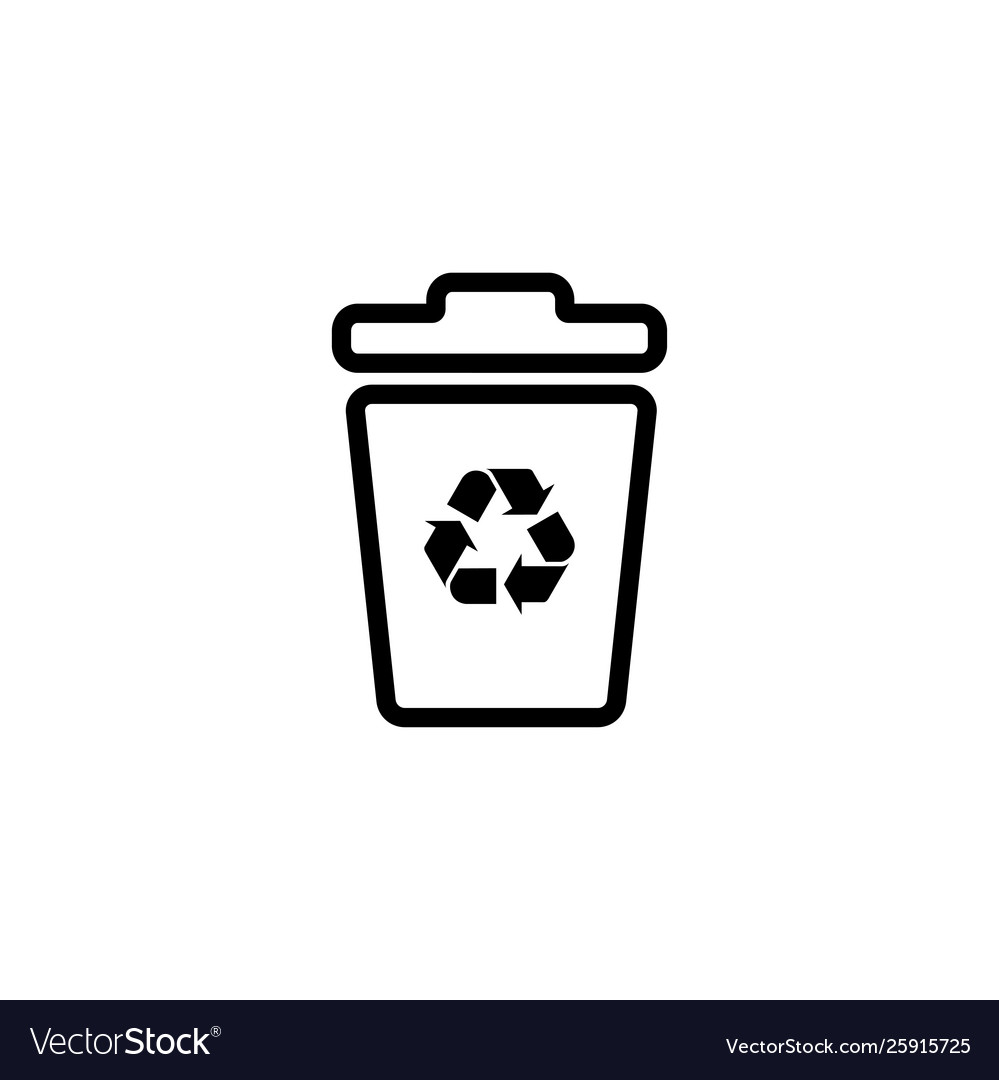 Recycle bin line icon in flat style for apps ui