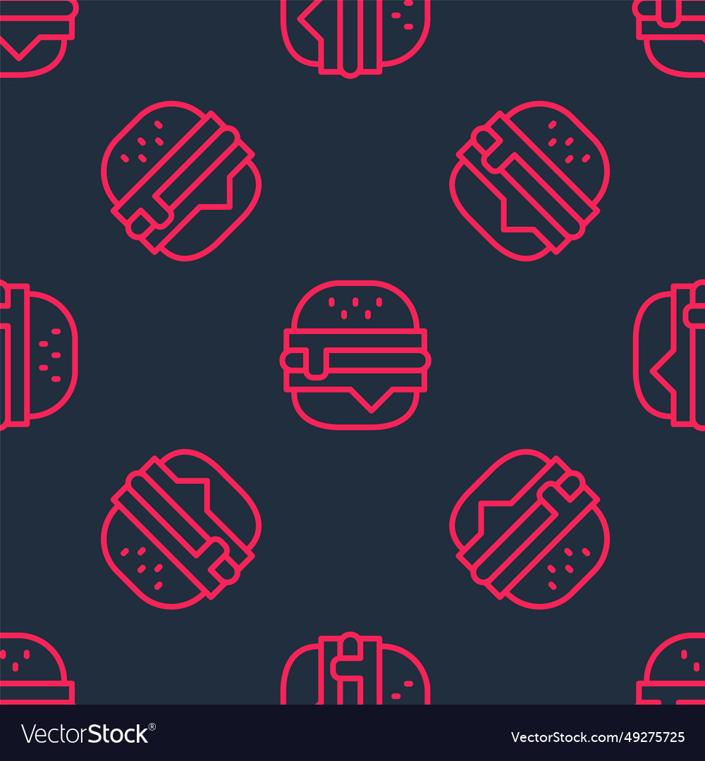 Red line burger icon isolated seamless pattern vector image Red line burger icon isolated seamless pattern