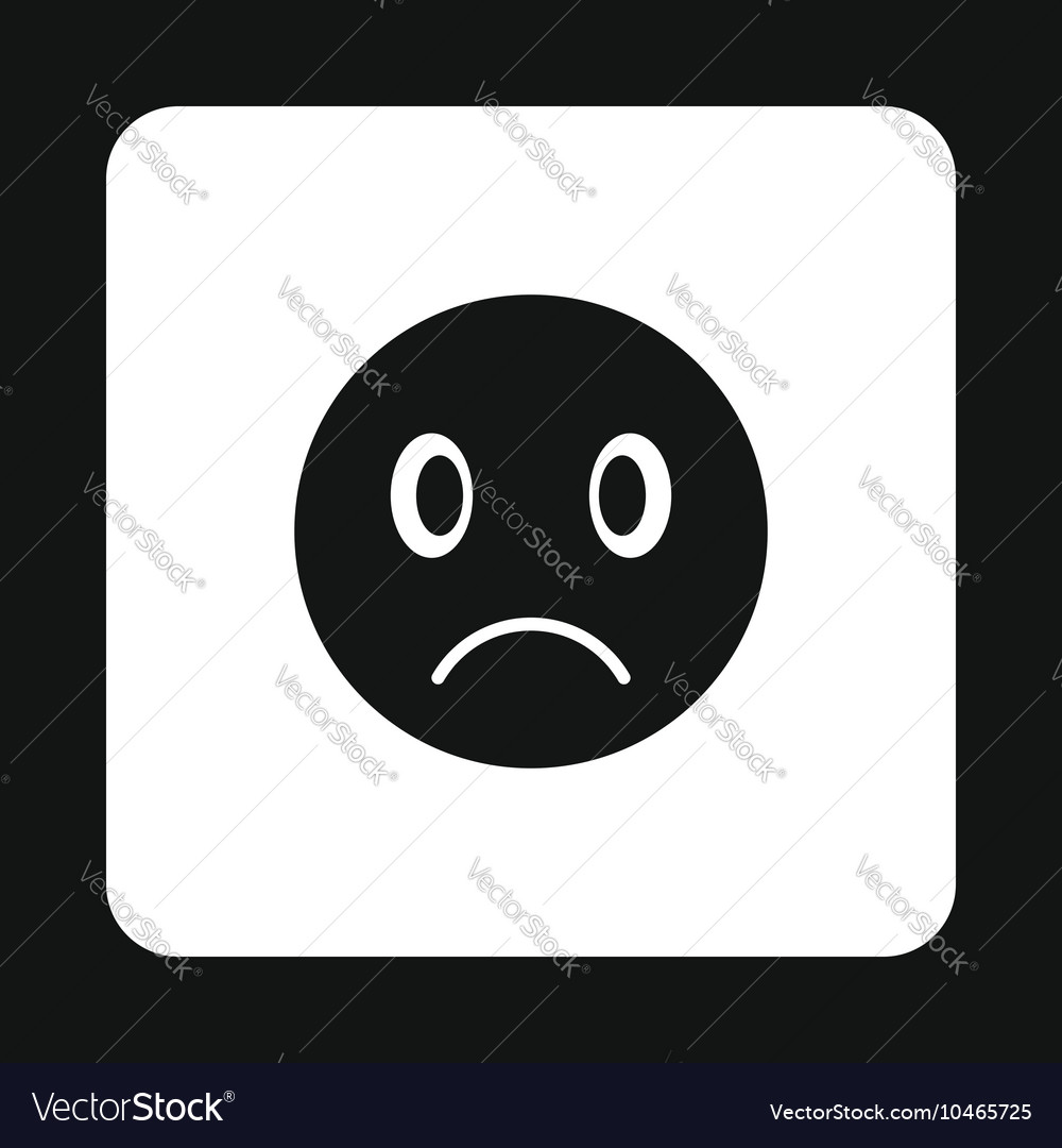 Sad emoticon icon simple style Royalty Free Vector Image