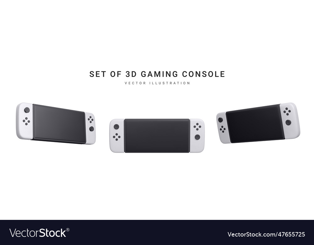 Set of 3d realistic gaming console isolated vector image Set of 3d realistic gaming console isolated