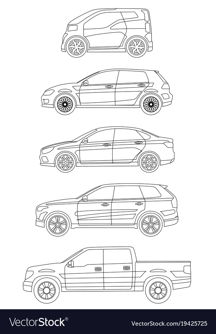 Set of cars side view