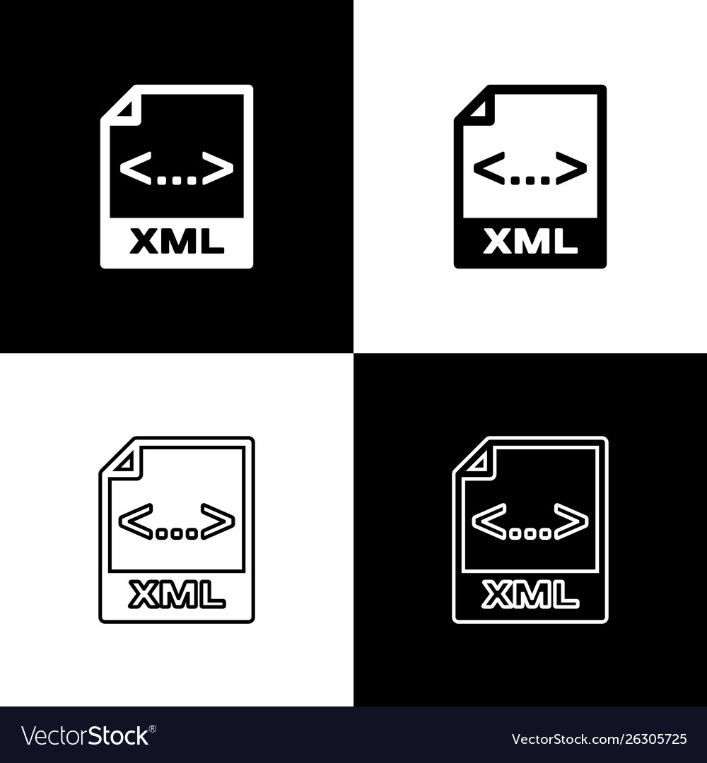 Set xml file document icon download button vector image Set xml file document icon download button