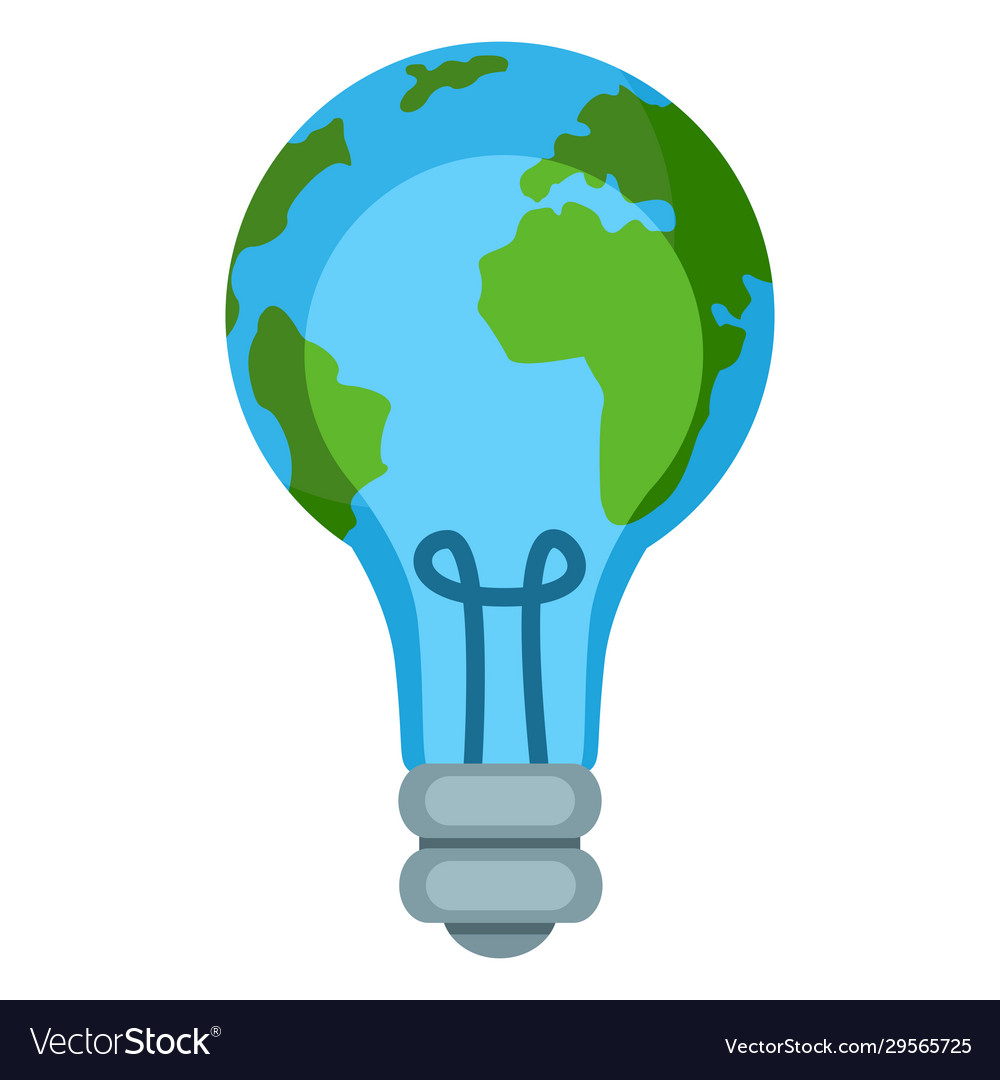 Single color ecology icon - globe in lightbulb