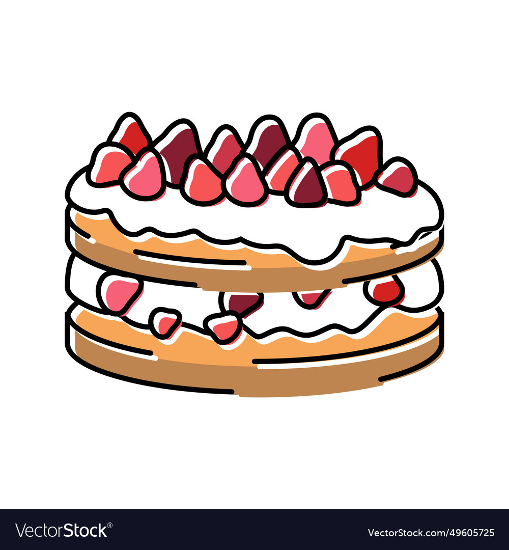 Strawberry shortcake sweet food color icon Vector Image