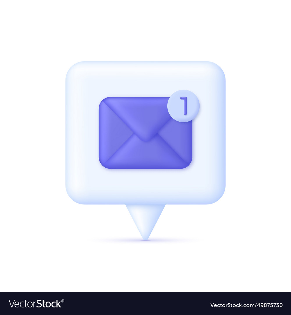 3d mail envelope icon with notification vector image 3d mail envelope icon with notification