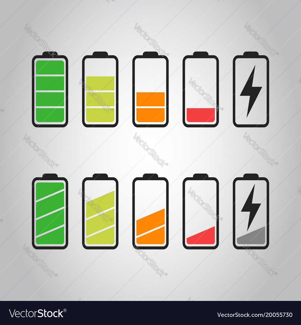 Battery icon set isolated on gray background