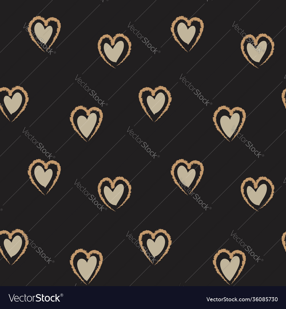 Brown heart shaped brush stroke seamless pattern Vector Image