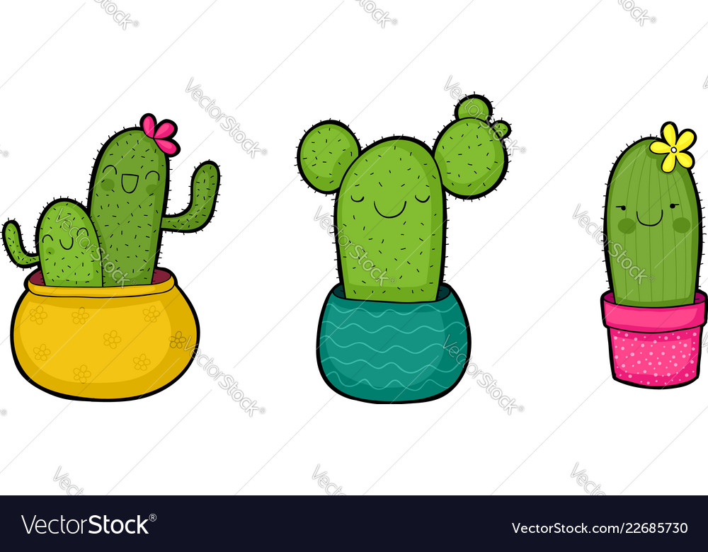 Cute cartoon cactuses