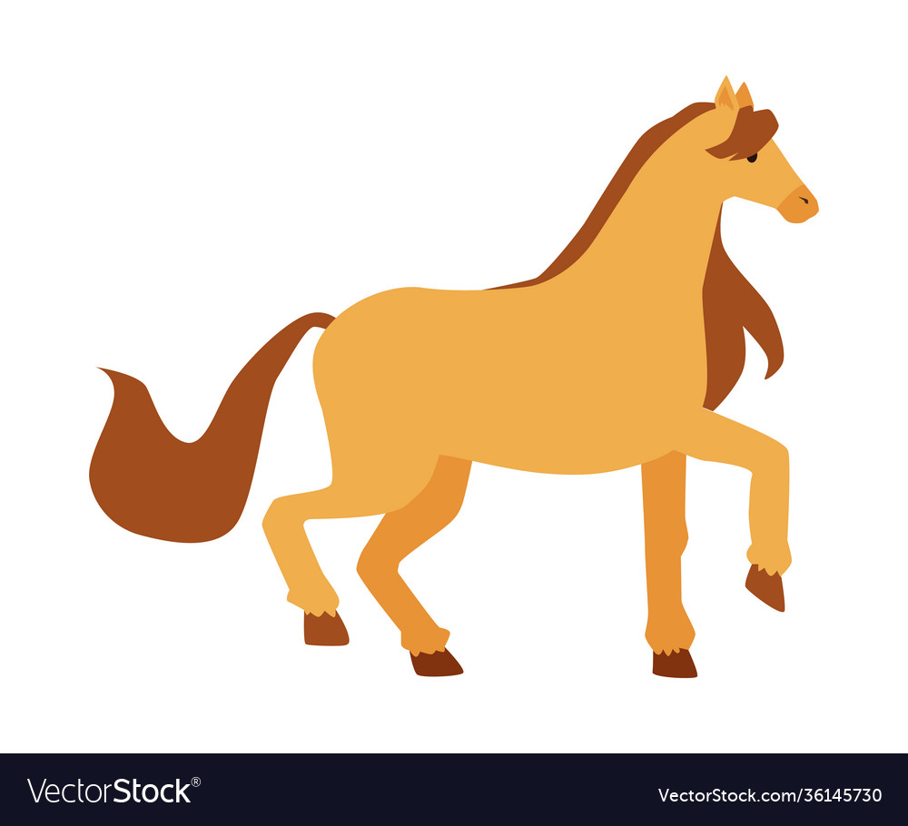 Cute cartoon pony in prancing pose isolated Vector Image