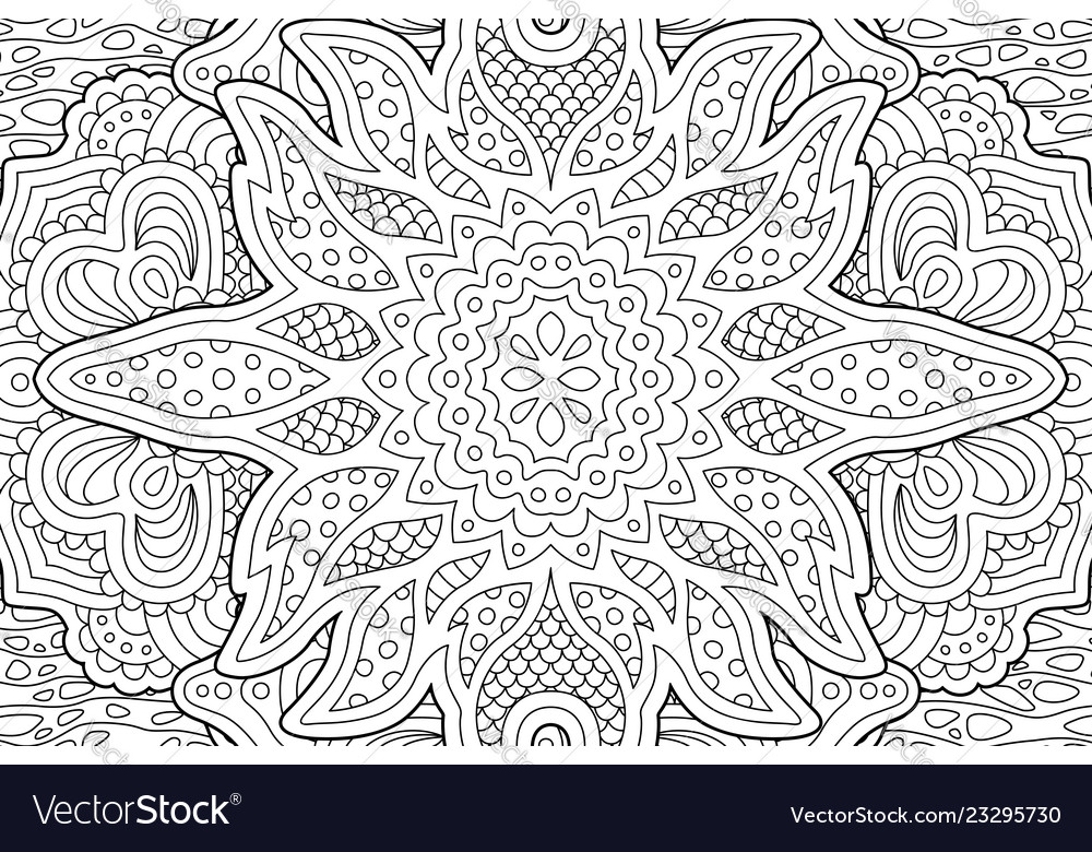 Detailed Coloring Book Art With Monochrome Pattern Detailed Coloring Book Art With Monochrome Pattern
