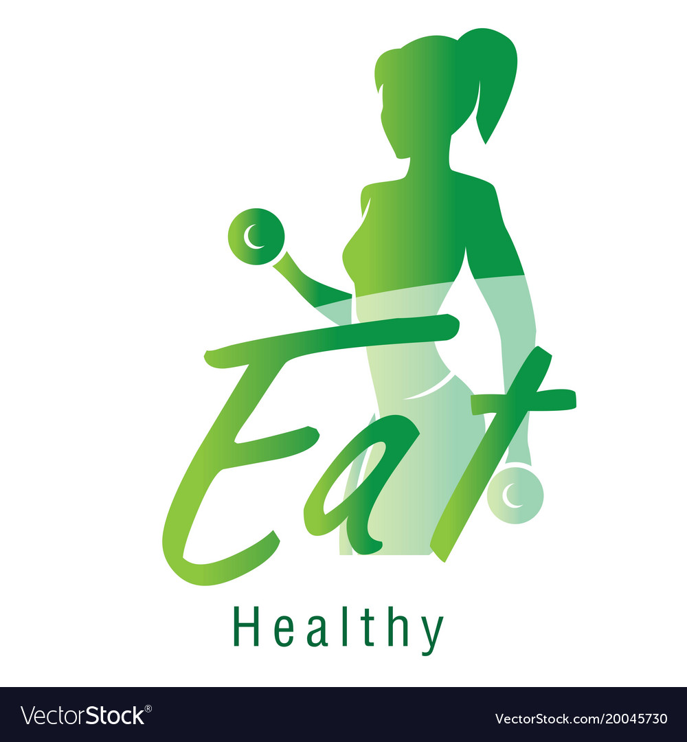 Eat healthy text green gym woman background