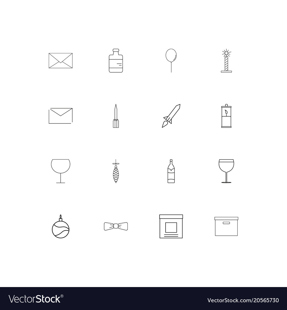 Holidays simple linear icons set outlined