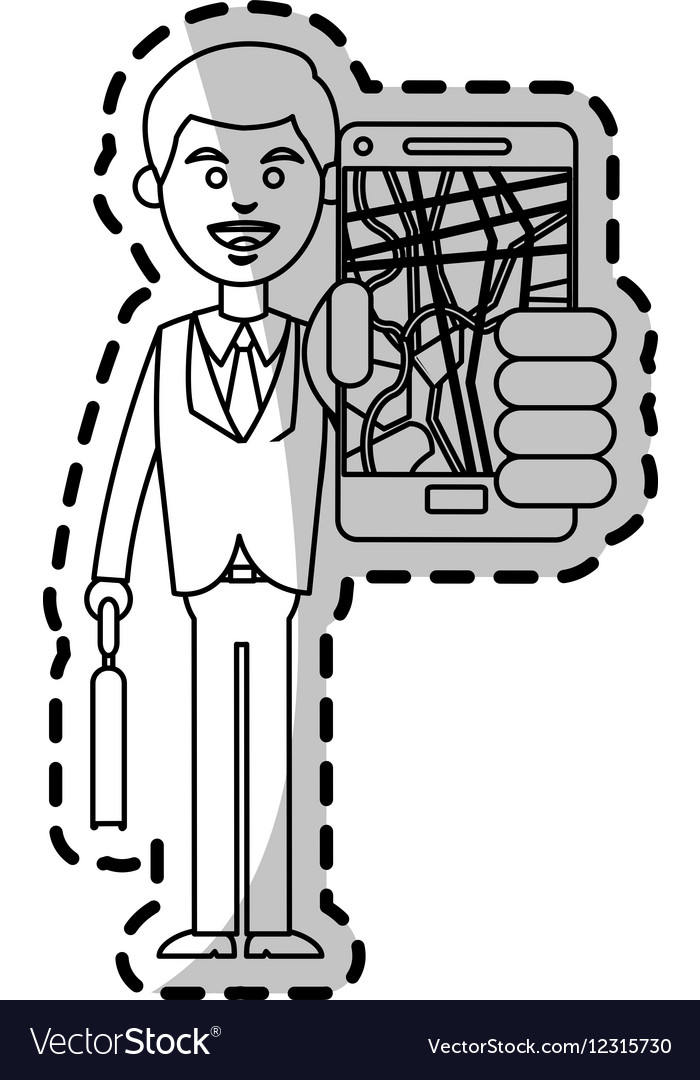 Man and smartphone with gps app design