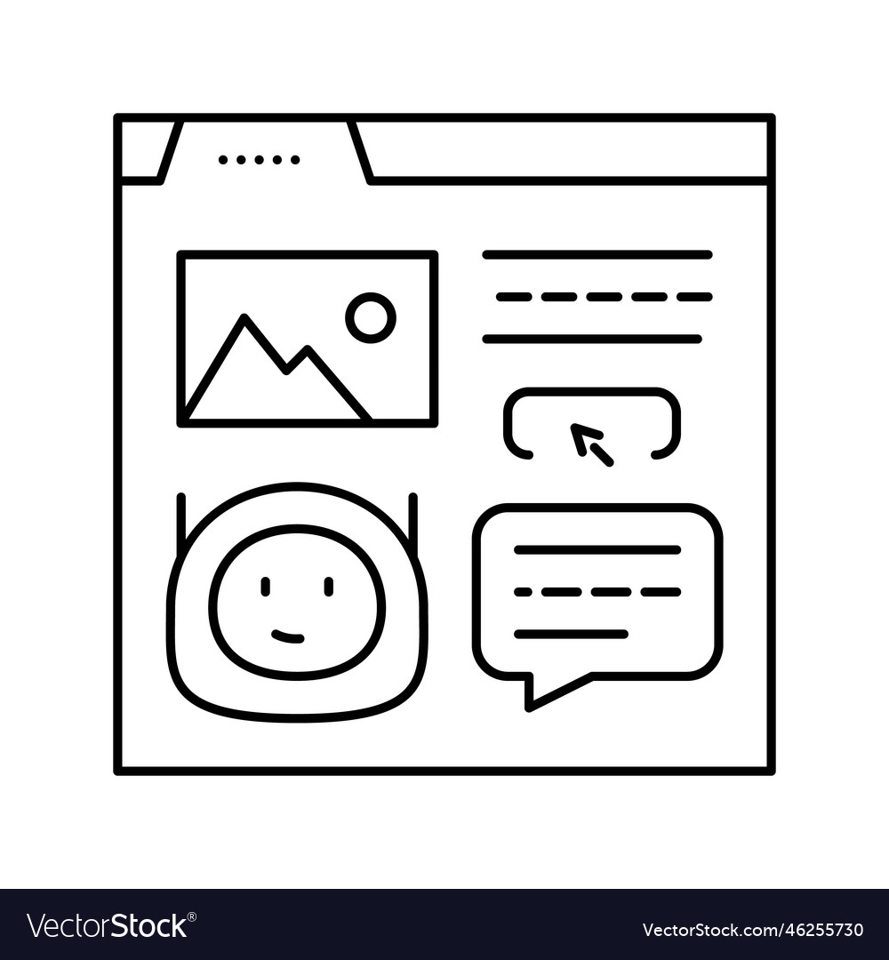 Message chat bot line icon vector image Message chat bot line icon