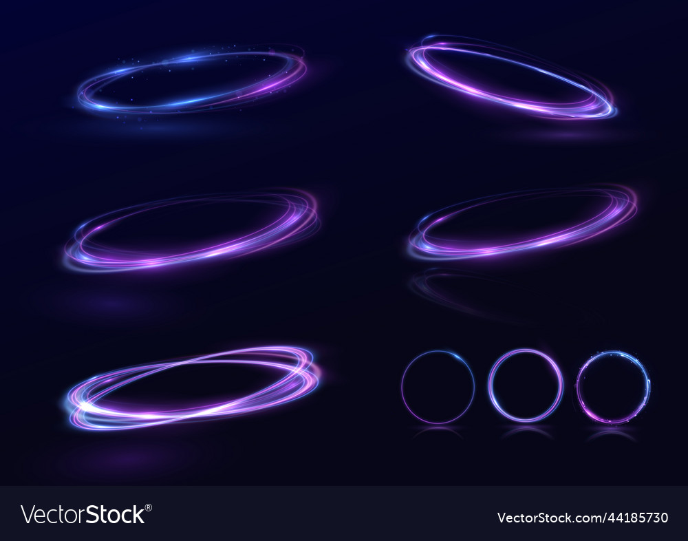 Neon swirl blue line spiral glow ring circle light