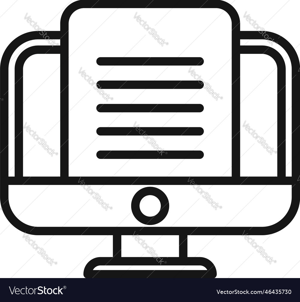 Pc print icon outline printer press Royalty Free Vector
