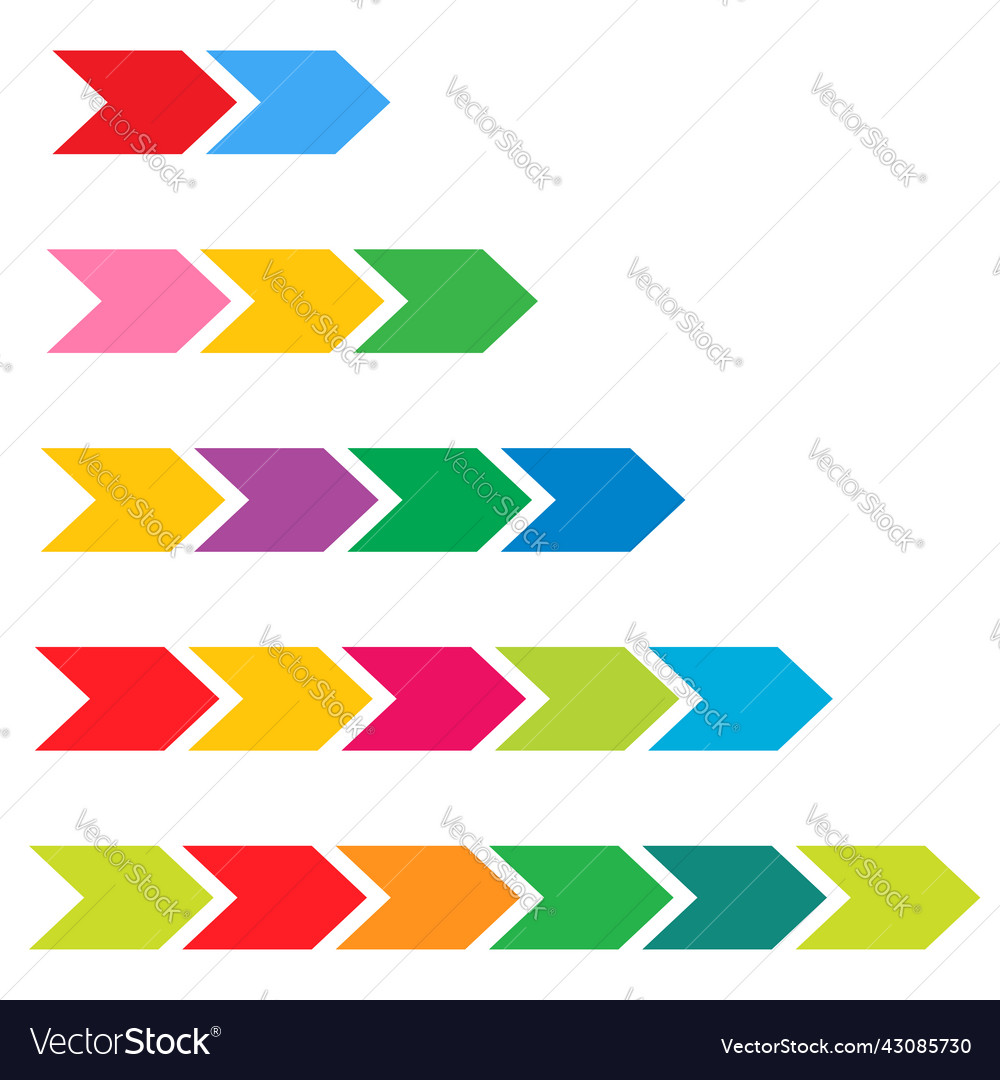 Progress bar level indicator arrows with 6 steps vector image Progress bar level indicator arrows with 6 steps