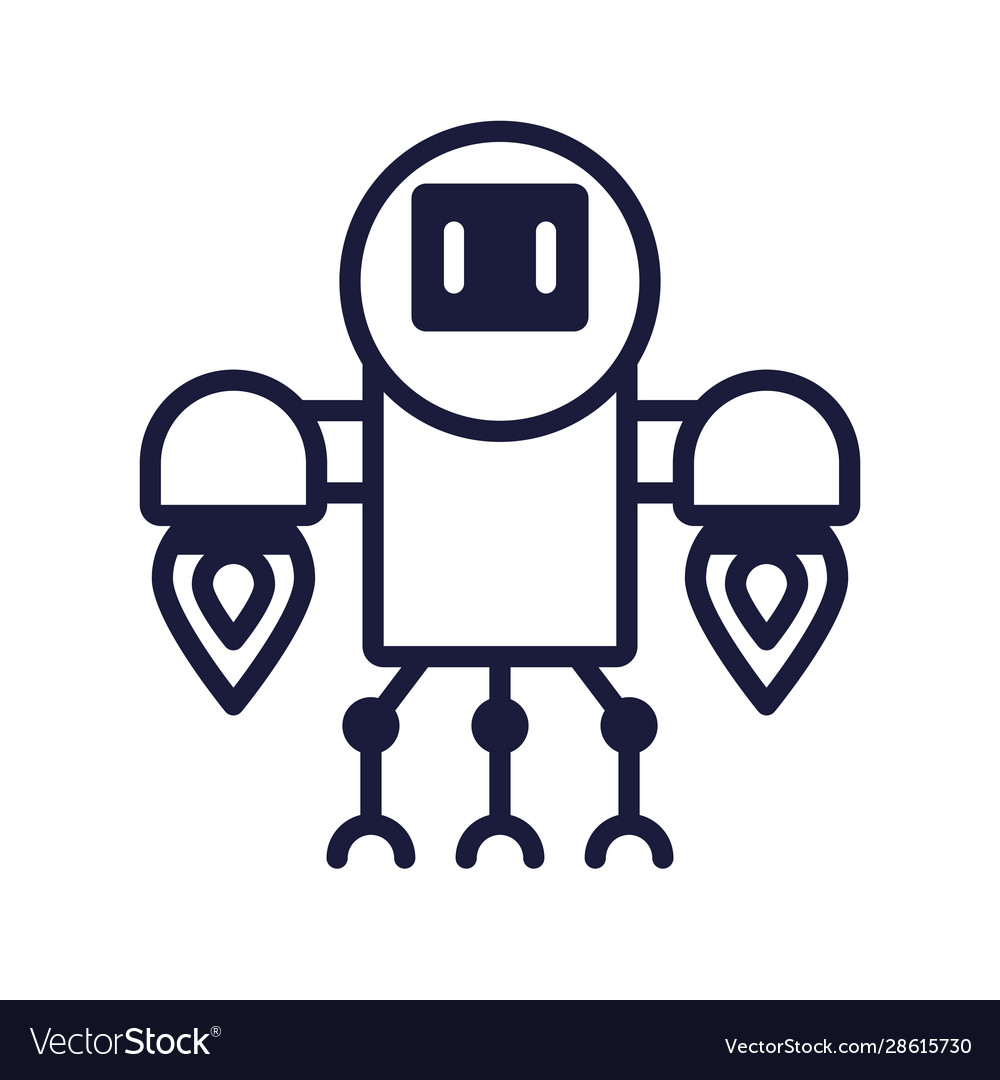 Robot floating cyborg isolated icon
