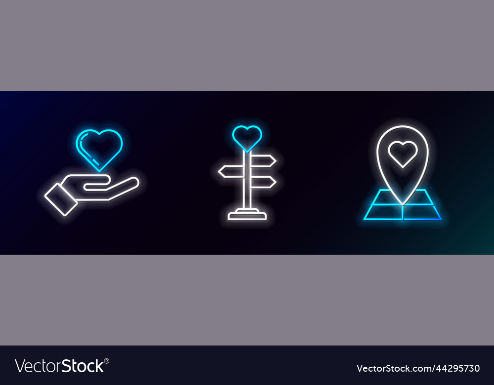 Linienkartenzeiger mit Herz auf der Hand setzen vector image Linienkartenzeiger mit Herz auf der Hand setzen