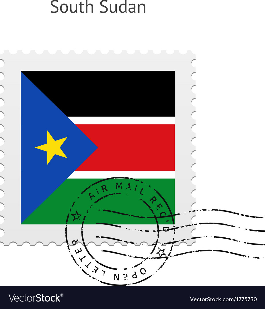 South sudan flag postage stamp Royalty Free Vector Image