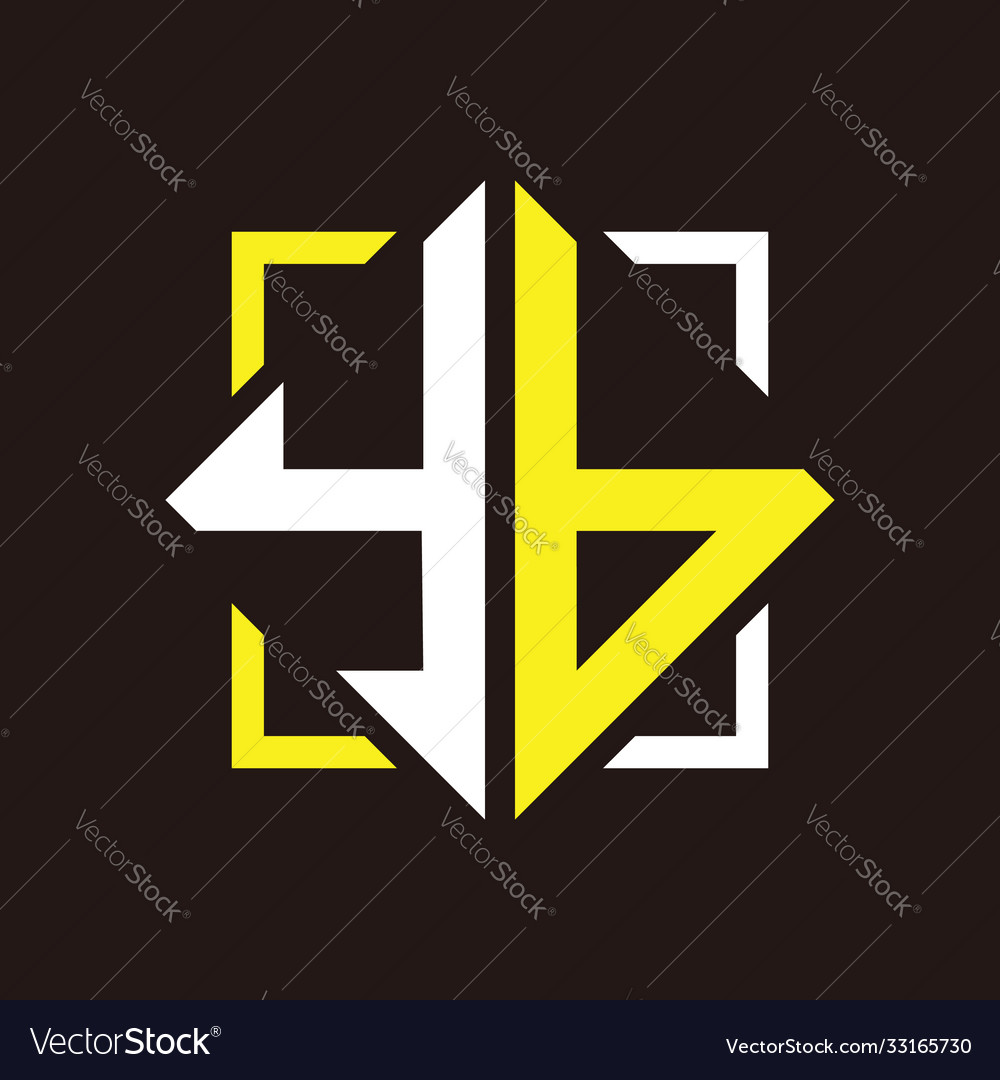 Y b initials quadrangle monogram with square