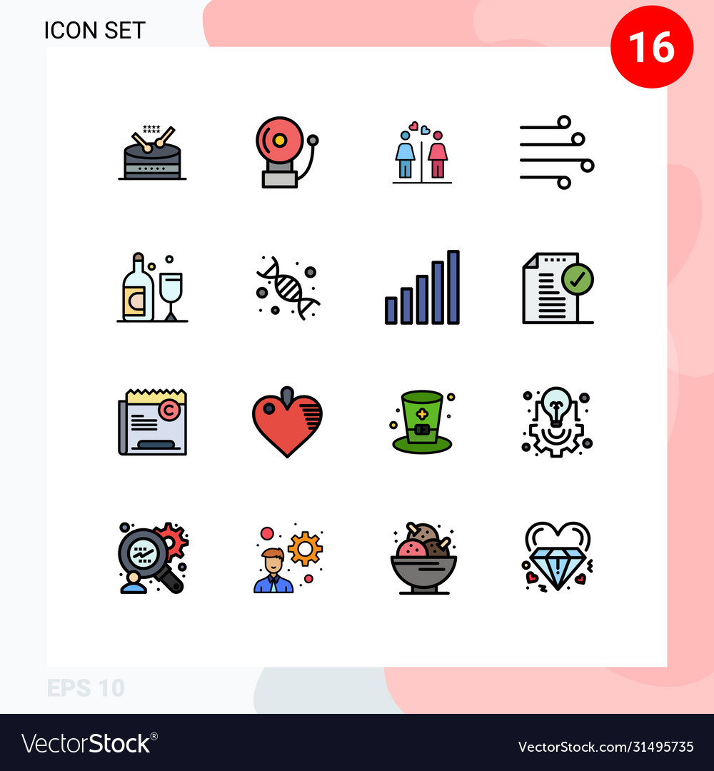 16 universal flat color filled lines set for web