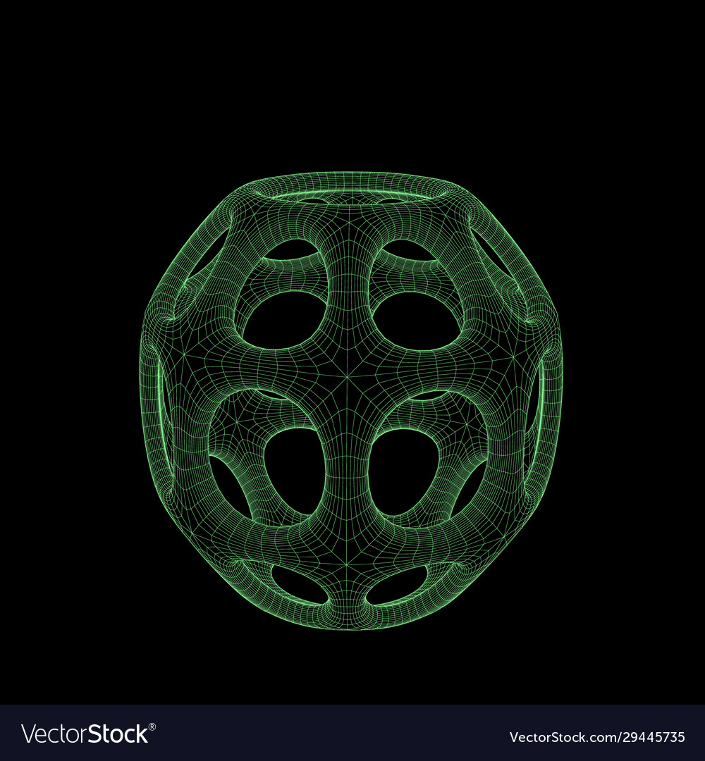 Abstract 3d shape with holes wireframe