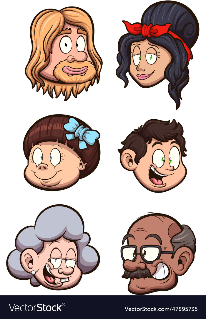 Cartoon Character Heads Royalty Free Vector Image Cartoon Character Heads Royalty Free Vector Image