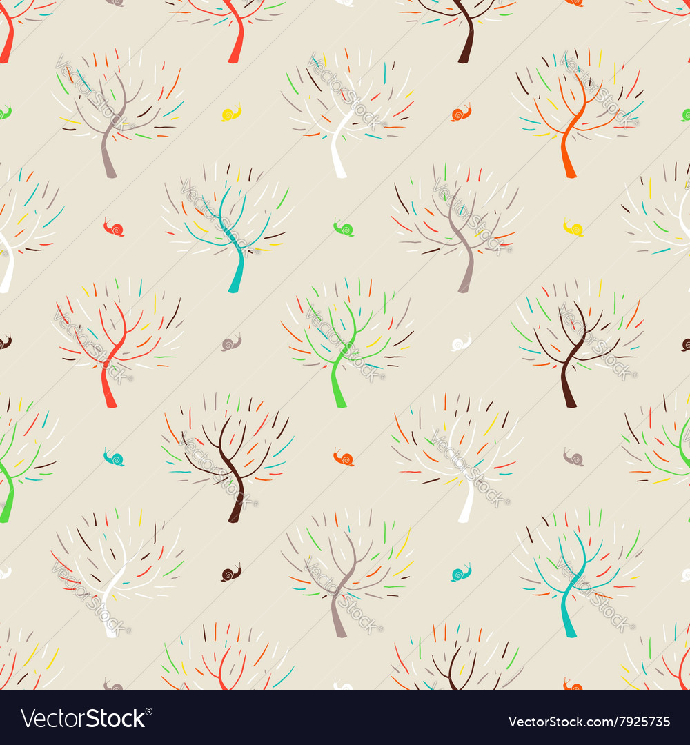 Colorful Tree Pattern with Snails
