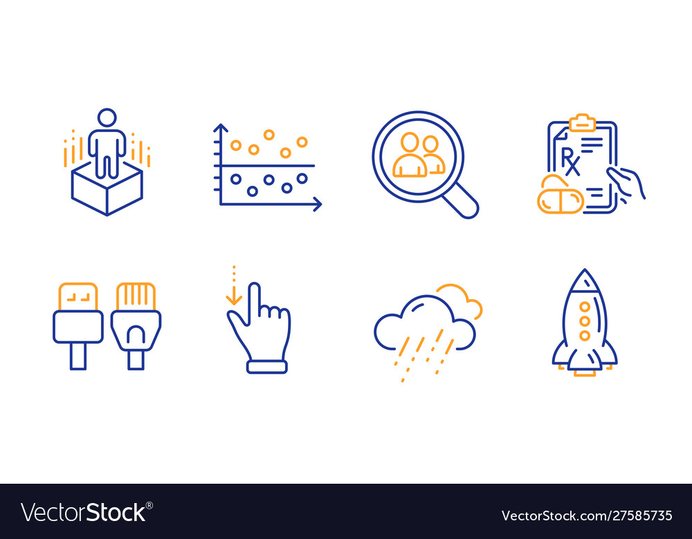 Computer cables touchscreen gesture and dot plot vector image Computer cables touchscreen gesture and dot plot