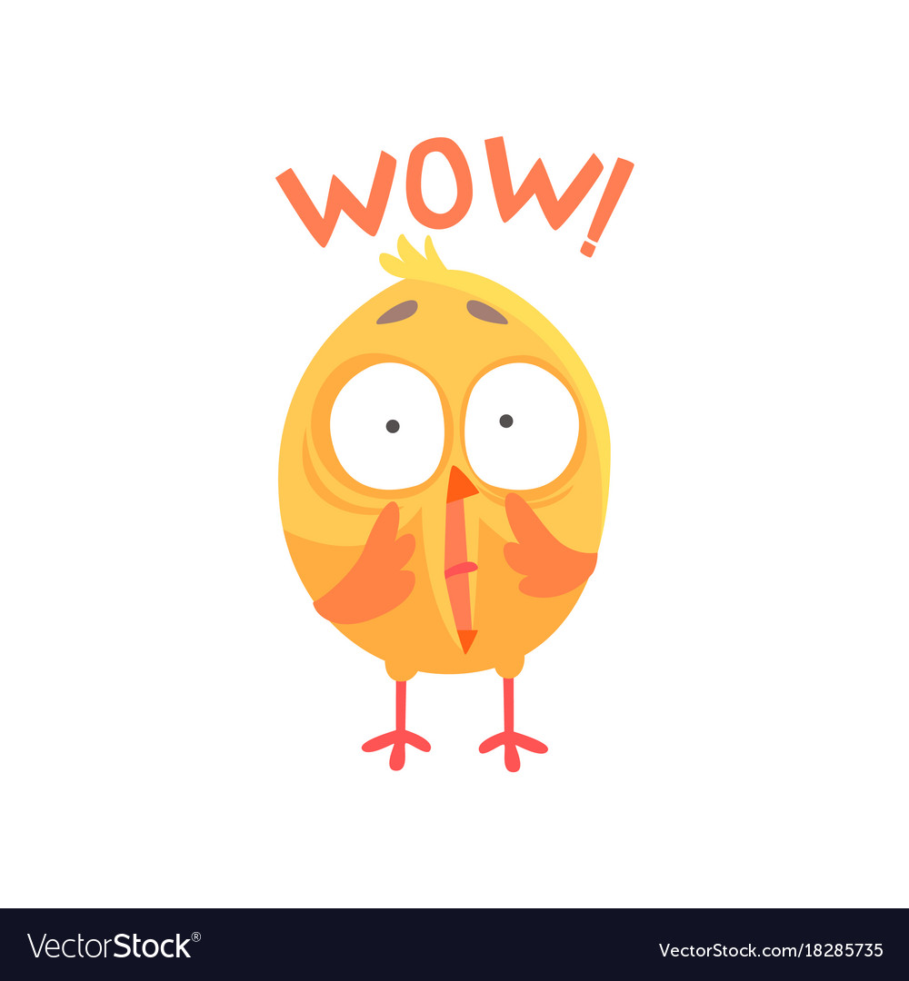 Funny surprised cartoon comic chicken with phrase