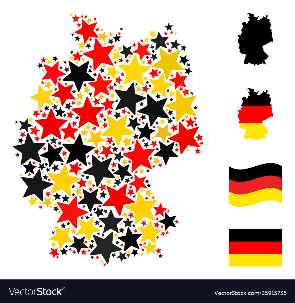 German map collage star items in flag