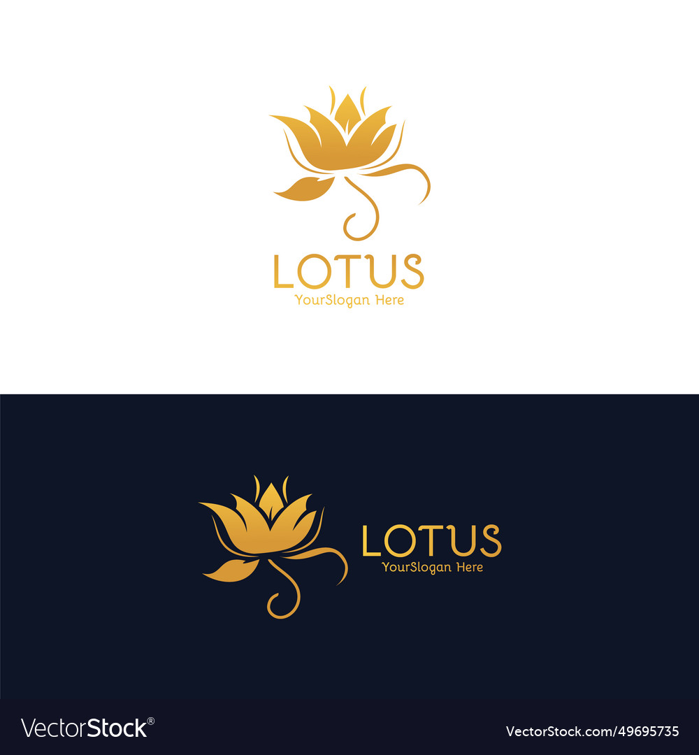 Gold lotus logo sign template Royalty Free Vector Image