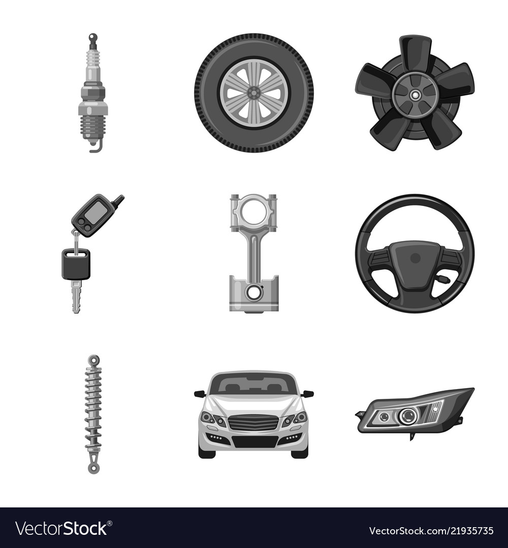 Isolated object of auto and part icon set vector image Isolated object of auto and part icon set