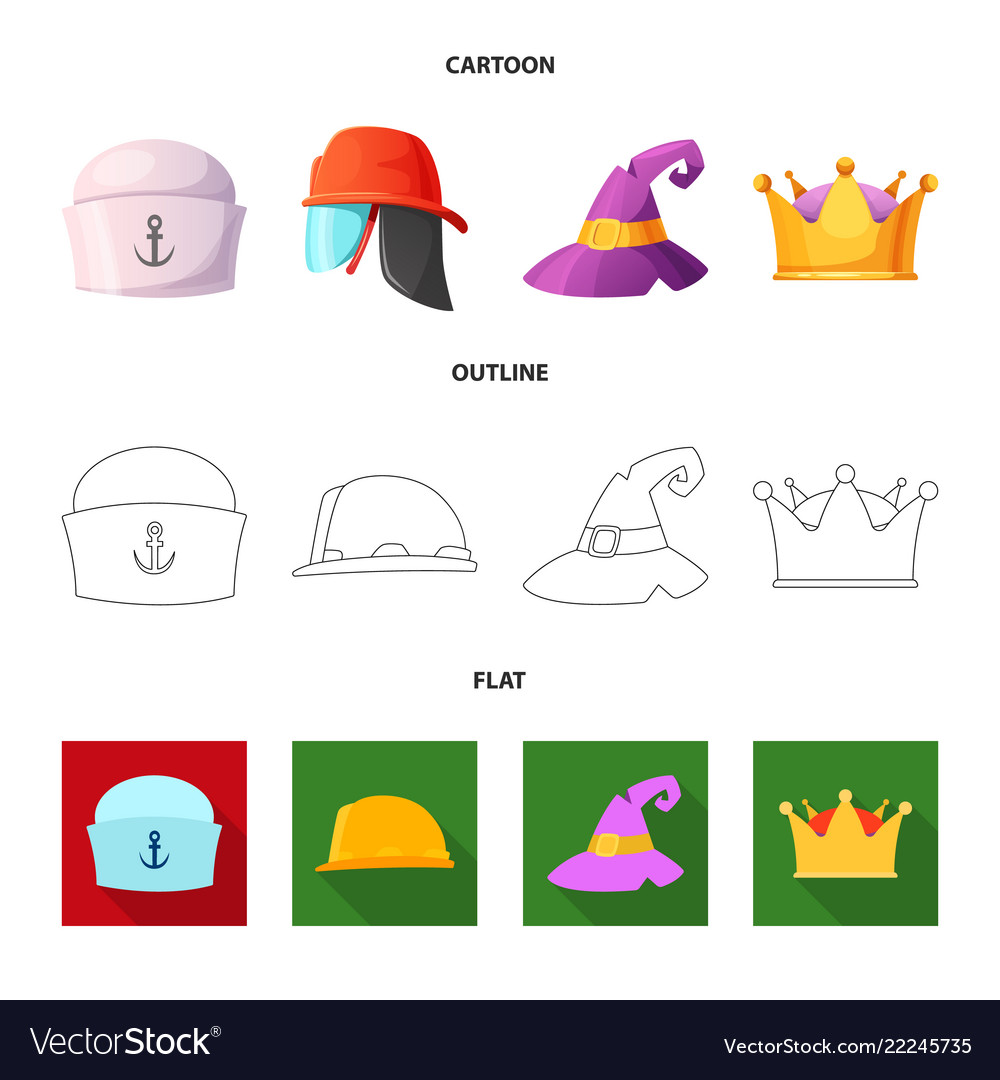 Isolated object of headgear and cap icon set Vector Image Isolated object of headgear and cap icon set