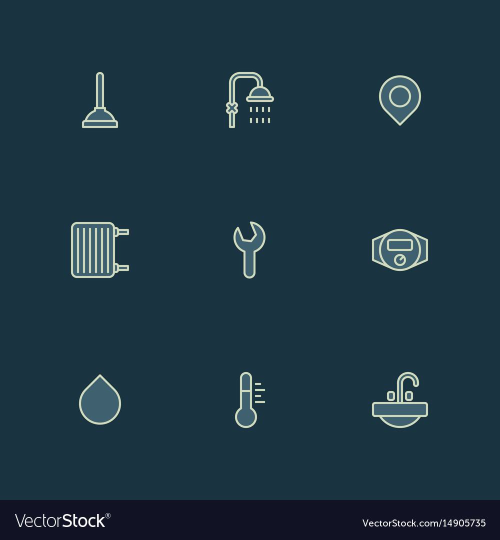 Plumbing service icon set Royalty Free Vector Image