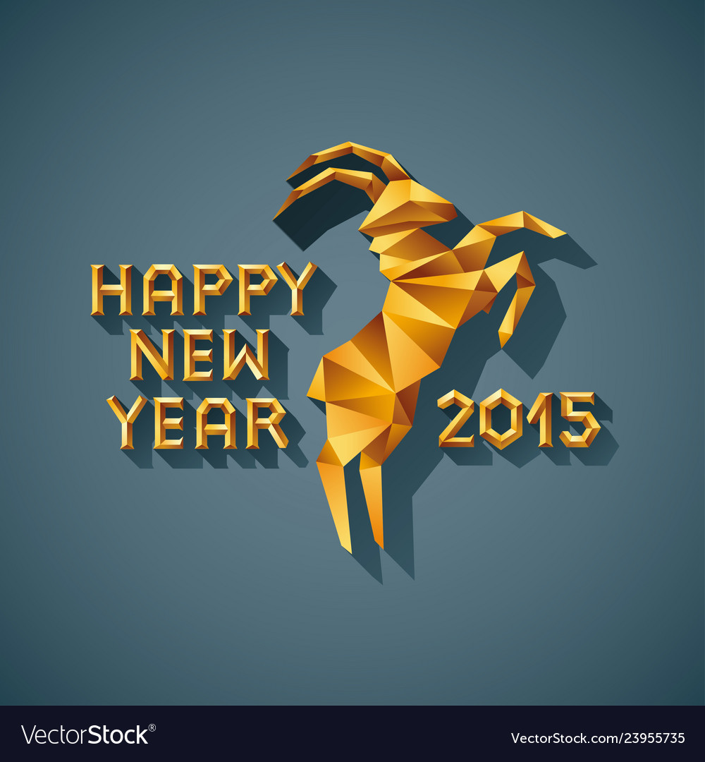 Polygonal golden ram sheep symbol of year