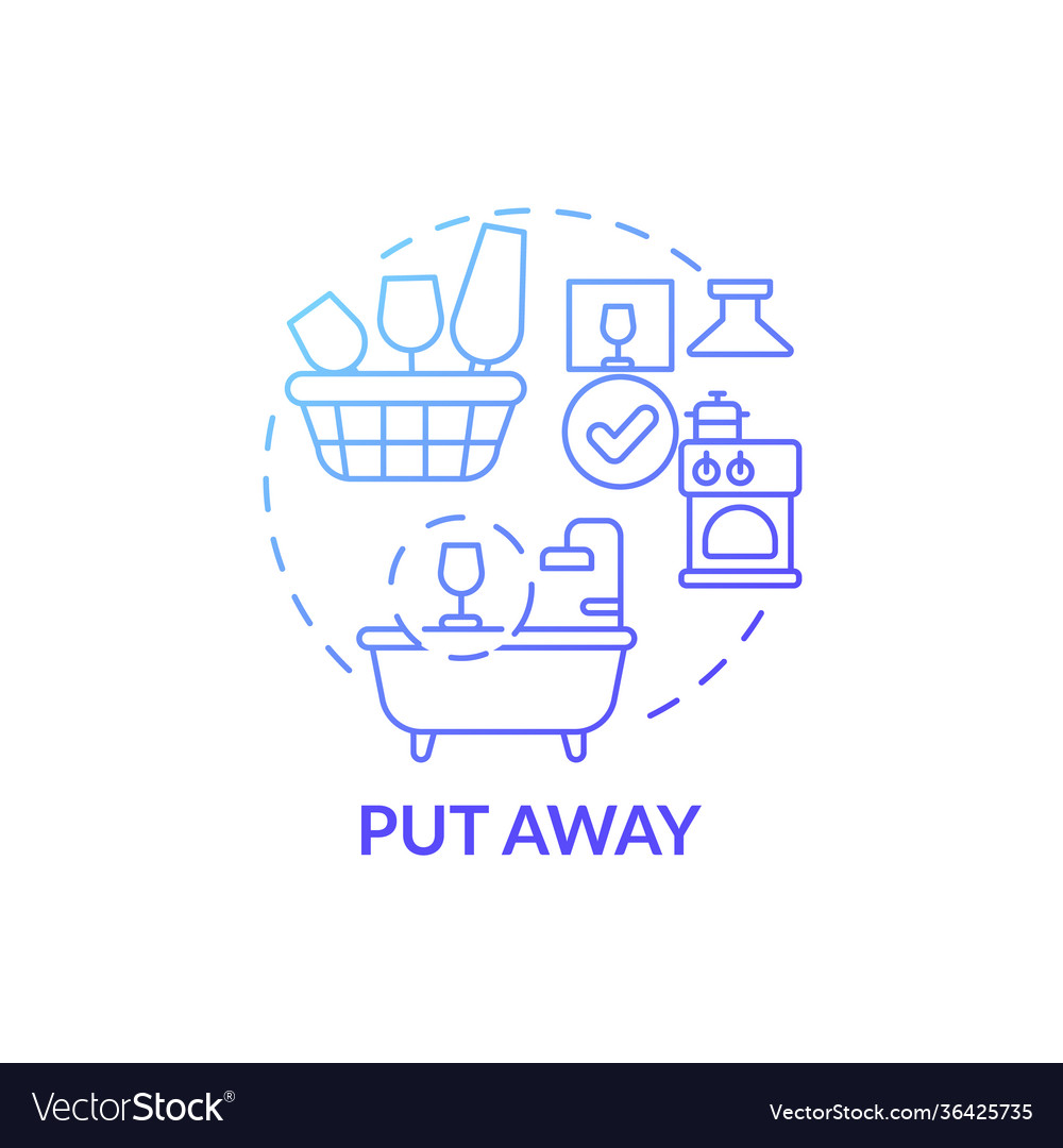 Putting away blue gradient concept icon