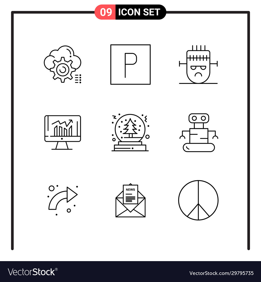 Set 9 line style icons for web and mobile