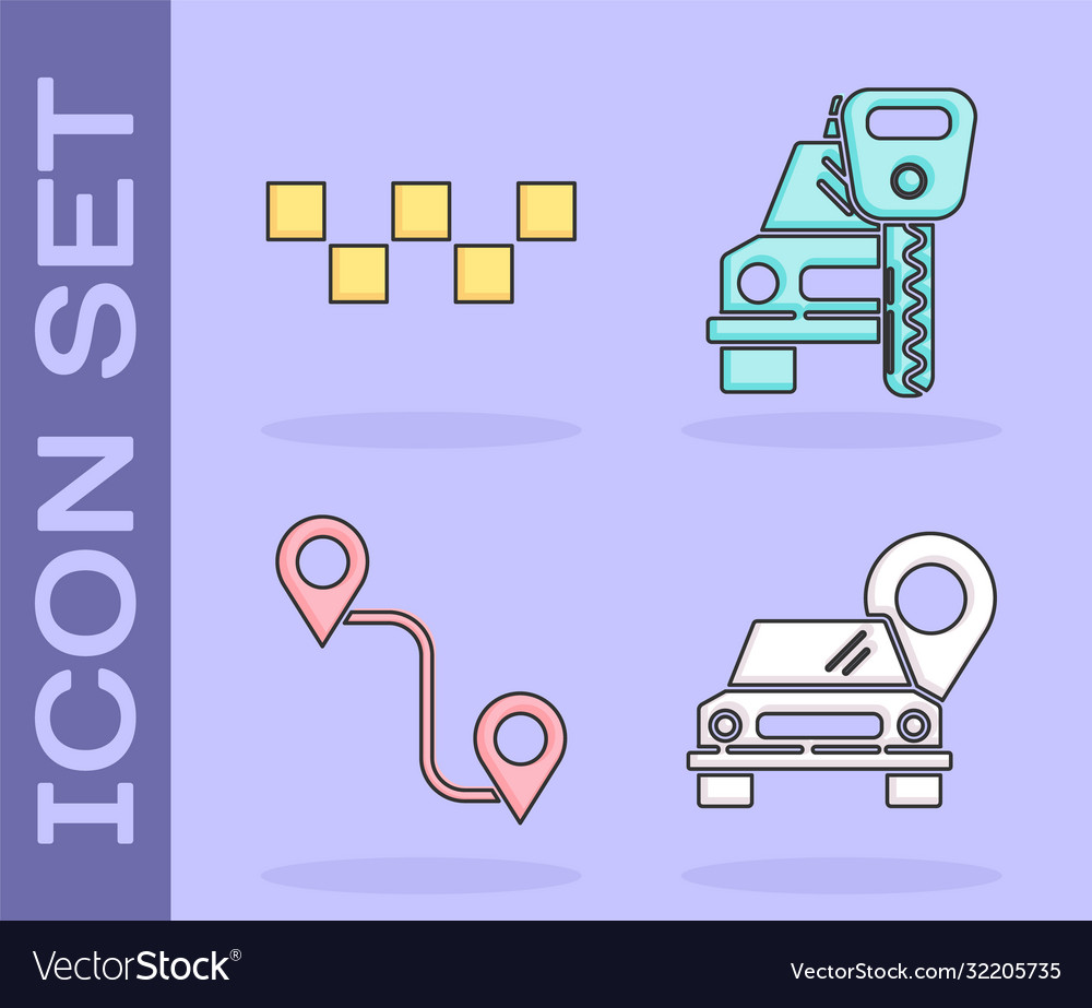 Set map pointer with taxi car roof route