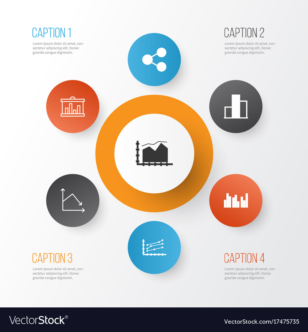 Set of graphs diagrams and statistics icons