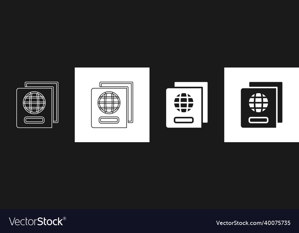Set passport with biometric data icon isolated vector image Set passport with biometric data icon isolated