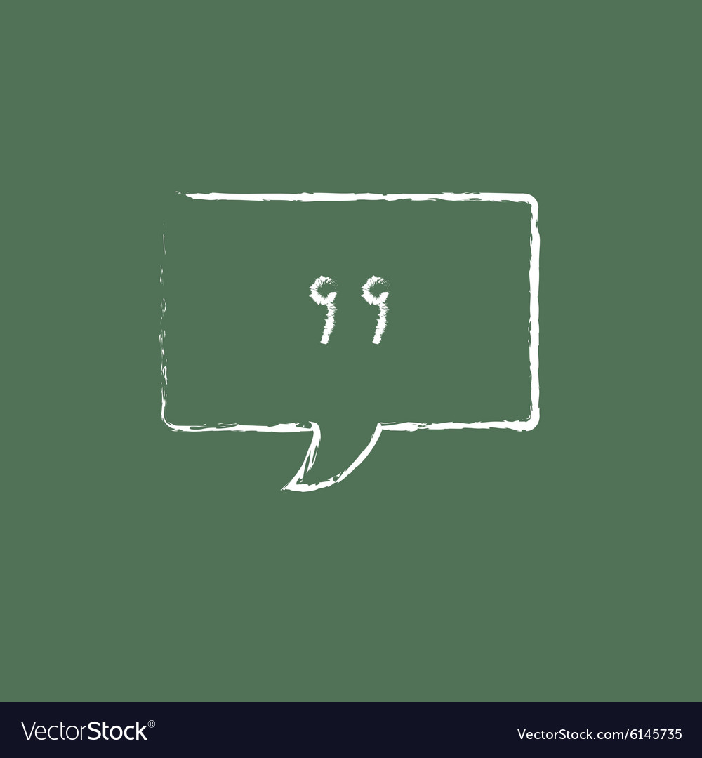 Speech square with comma icon drawn in chalk