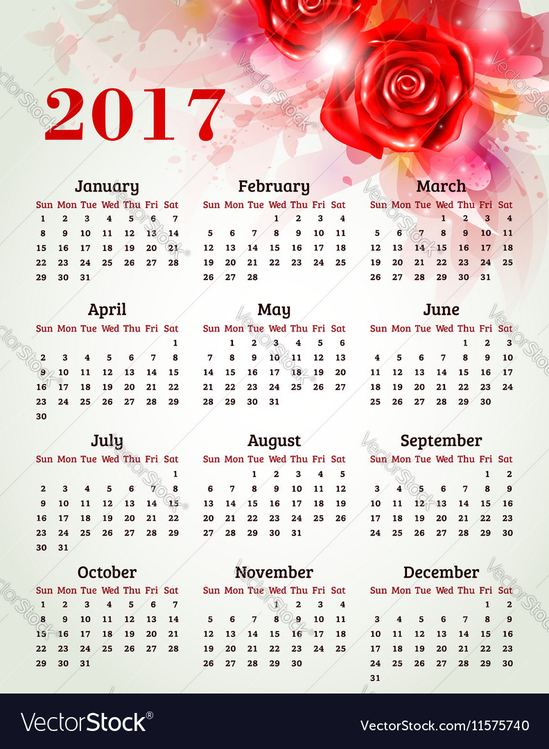 Calendar for 2017 year