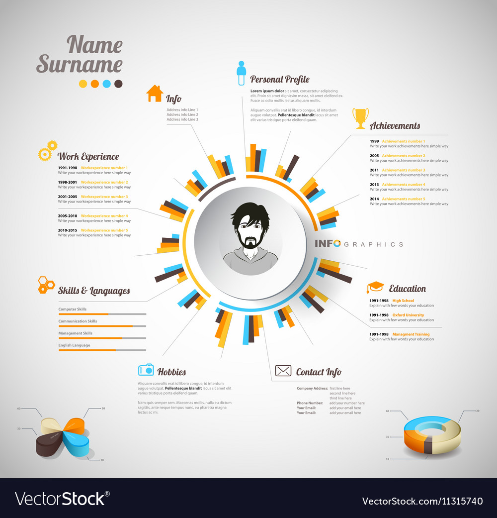 creative color rich cv resume template with vector image