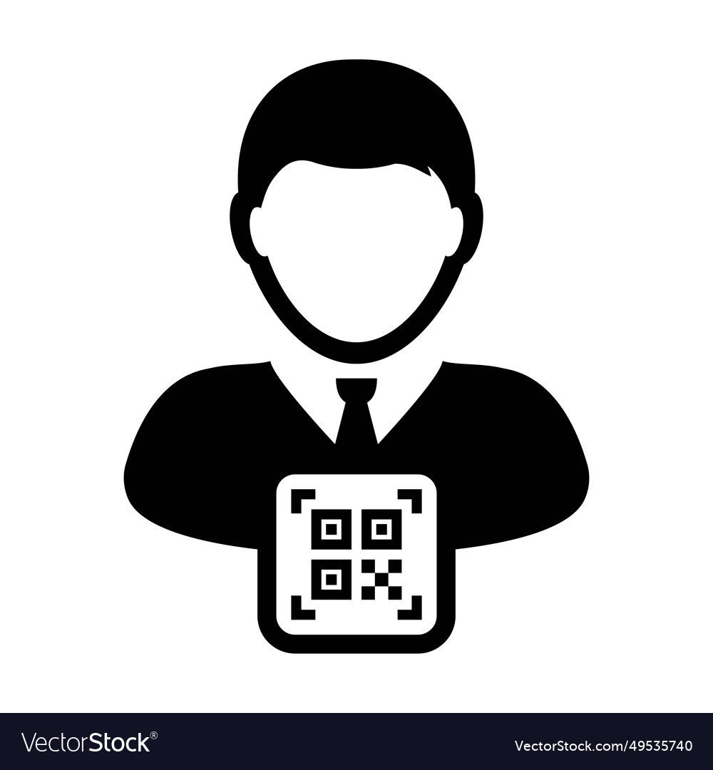 Digital id icon avatar with qr code for biometric vector image Digital id icon avatar with qr code for biometric