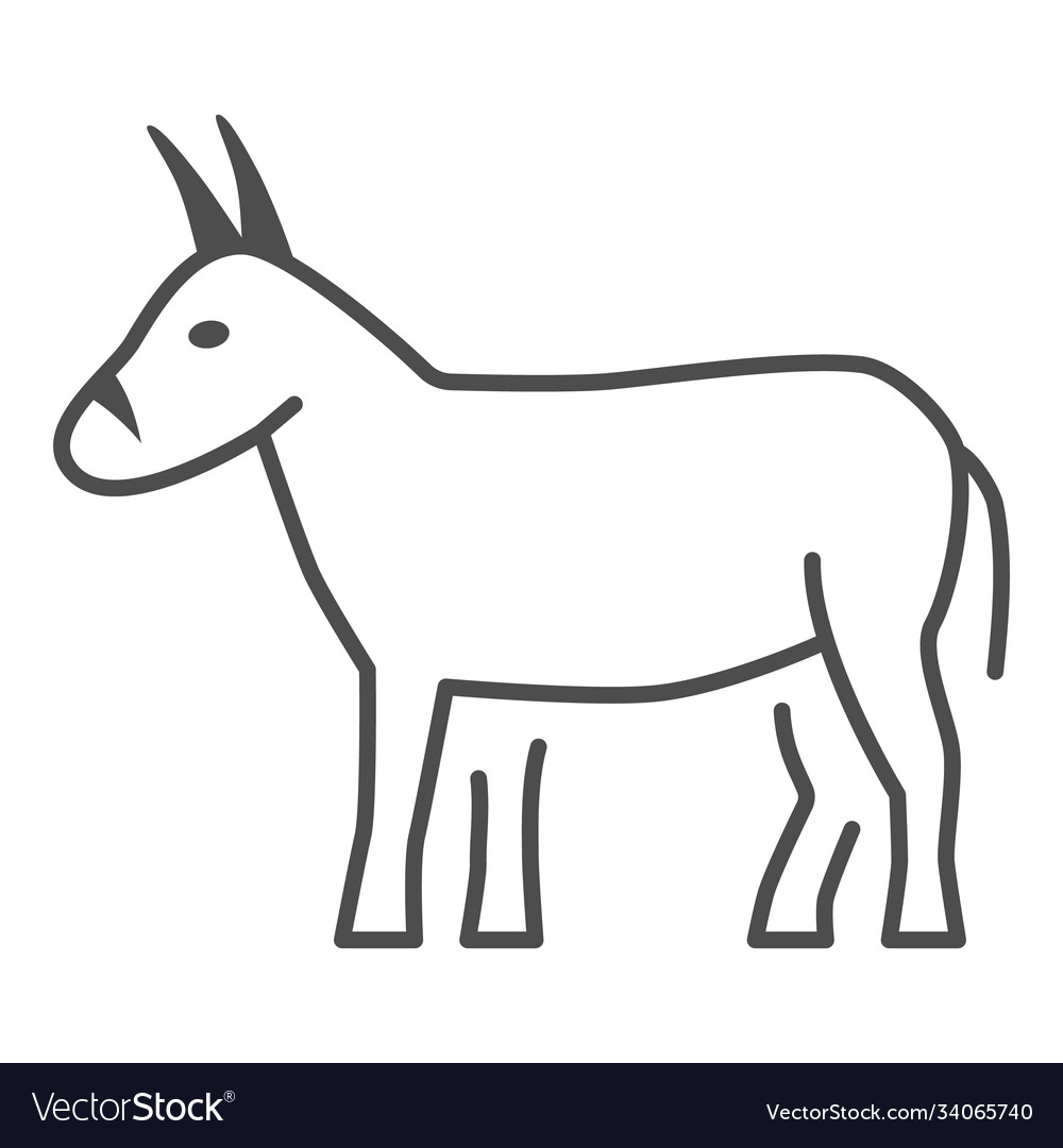 Donkey thin line icon farm animals concept mule