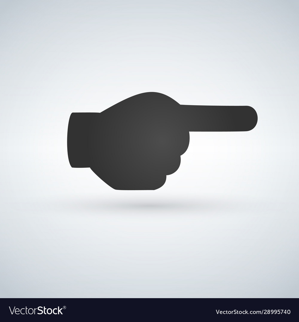 Hand directional pointer icon on white background