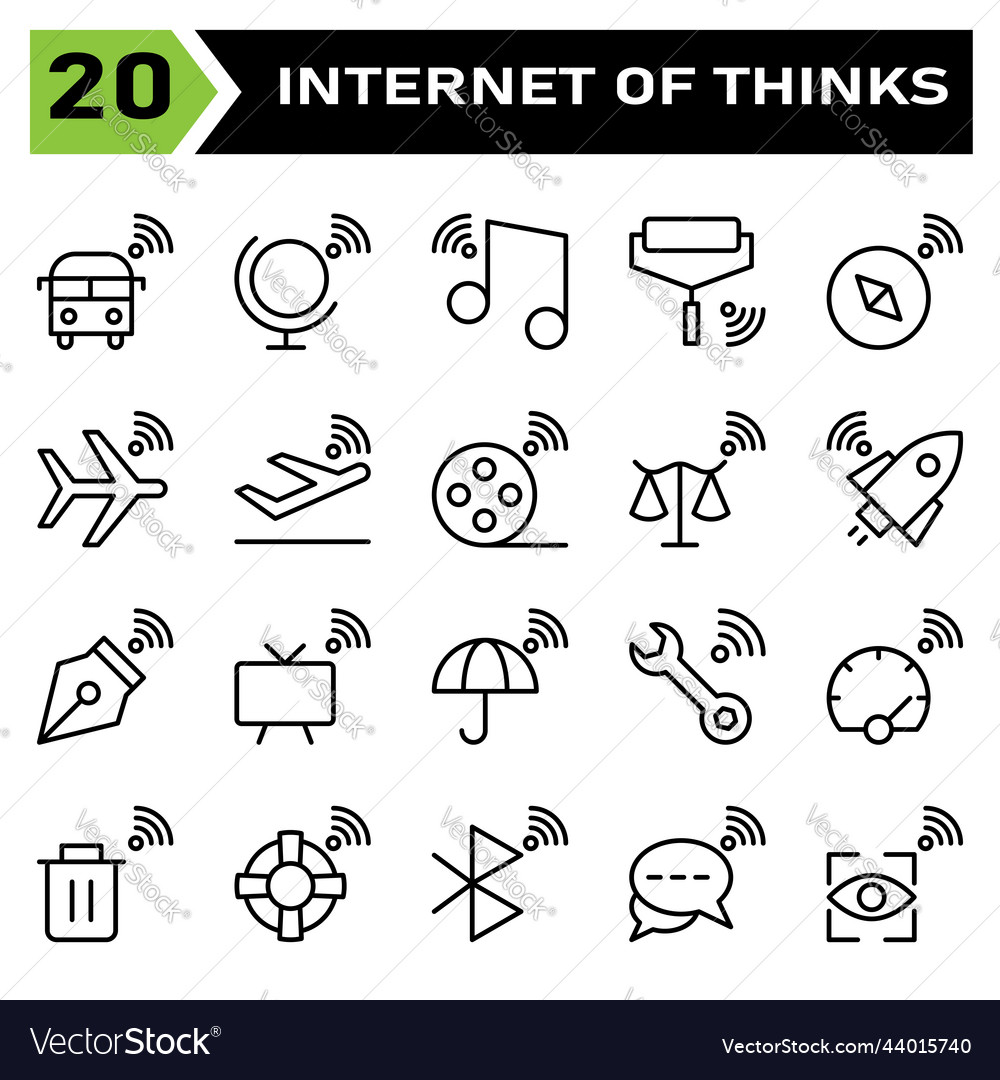 Internet of things icon set include bus vector image Internet of things icon set include bus